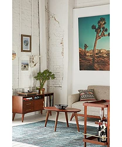 Image of Sheesham Wooden Folding Bar /Serving /Service Trolley (Teak Wood Shade)