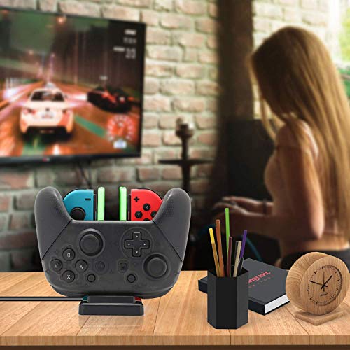 Echzove Switch Controller Charger, Fast Charging Dock For Nintendo Switch Joy Cons And Pro Controllers With Colored Lights, Include Usb C Cable And 4 Joystick Covers #TOP6