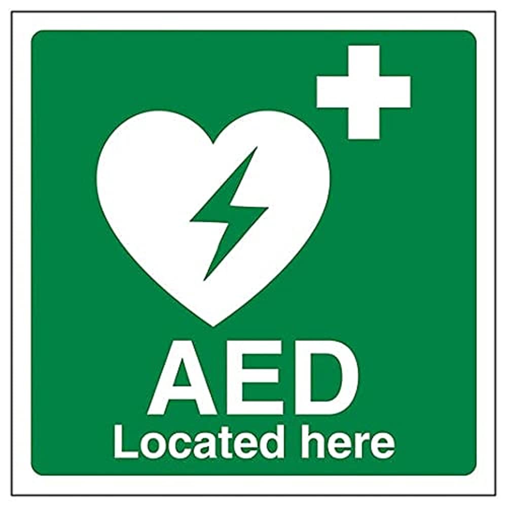 V Safety AED Located Here - 150mm x 150mm - Self Adhesive Vinyl