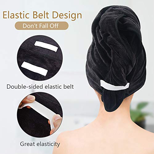Sunland MMCTJ51.5X101.6BLACKX2 Microfiber Hair Drying Towel 2 Pack Super Absorbent Quick Dry Magic Hair Turban thumb #6