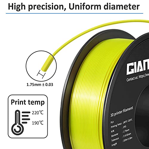 Image of GIANTARM 3D Printer Filament, Silk Yellow Pla Filament, 1Kg(2.2lbs) Spool, 1.75mm Dimension Accuracy + /- 0.03mm, 3D Printing Filament