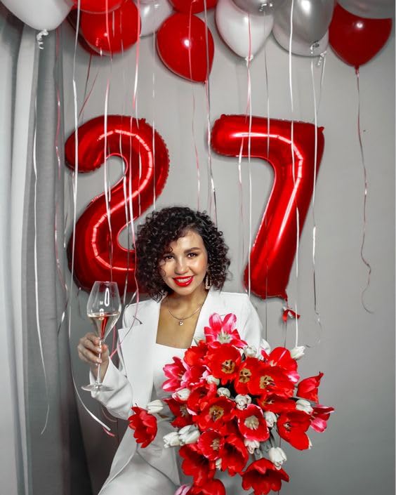 Image of Red Number 7 Balloon 40 Inch, 7th Birthday Party Decorations, Giant 7 Foil Balloon for Party Supplies