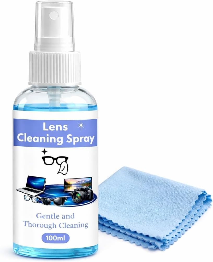 Lens Cleaning Solution Kit 60ml with Microfiber Cloth, for Spectacles, Eyeglasses, Sunglasses, Camera Lenses, Binoculars (1, 100 ML)