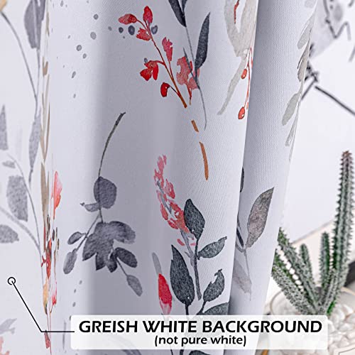 Image of MYSKY HOME Curtains, 63 Inch Length, 2 Panels - Floral Bedroom & Kitchen Dormer Window Farmhouse Curtains, Blackout Grommet Drapess, Red and Gray