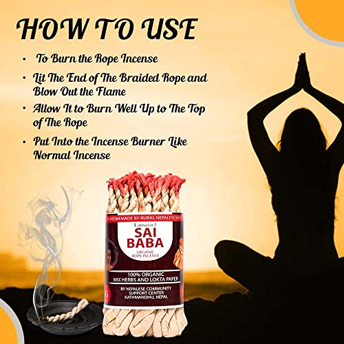 Lamatar1 Tibetan Rope Incense, Rose, Sai Baba, Harey Ram Harey Krishna, Hand Made, Organic, From Kathmandu Nepal, For Air Purification, Calmness, Attract Love, Aromatic, Natural, Set Of 3, 135 Ropes #TOP4