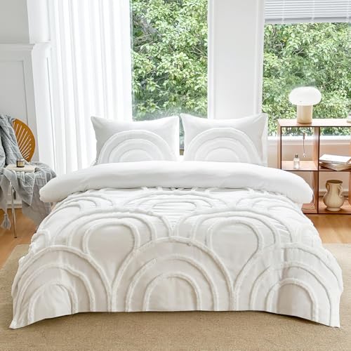 MEILA Washed Microfiber Duvet Cover Set King Size, Tufted Arch