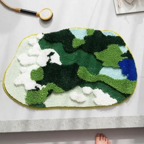 Tapis de bain antidérapant en mousse vert herbe pour sécuriser le carrelage - 6