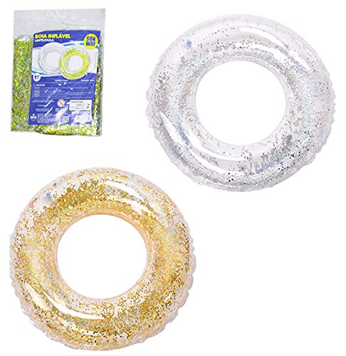 Boia Circular Transparente Lantejoula 90cm Sun Way Prata
