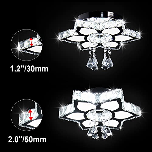 16.1" Crystal Chandeliers Modern Crystal Pendant Light Crystal Flower Stainless Steel Ceiling Light Fixture For Dining Room Bedroom Living Room 6500K (Cool White) #TOP5