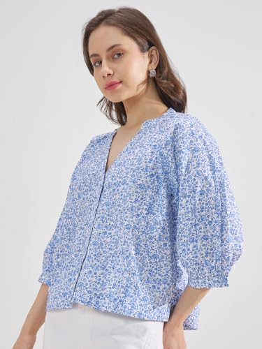 Image of Tokyo Talkies Women Tops for Woman|Women Oversized Fit Crop Top Shirt|Comfortable Premium Korean Button Down | Workwear Top for Office & Casual Outfit