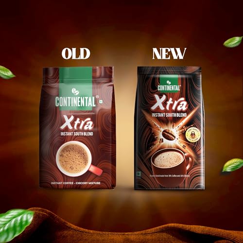 Continental Coffee Xtra Instant Coffee Powder | 200g Pouch | ‎70% Coffee 30% Chicory | South Blend Instant Coffee | Medium Roast | Premium Blend of Arabica & Robusta | Rich Aromatic Coffee