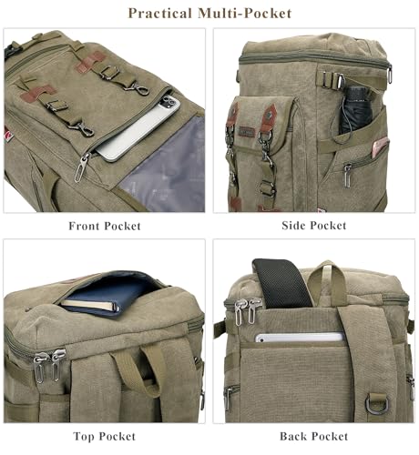 Image of WITZMAN Travel Backpack for Men Canvas Backpack Large Convertible Carry on Luggage Rucksack