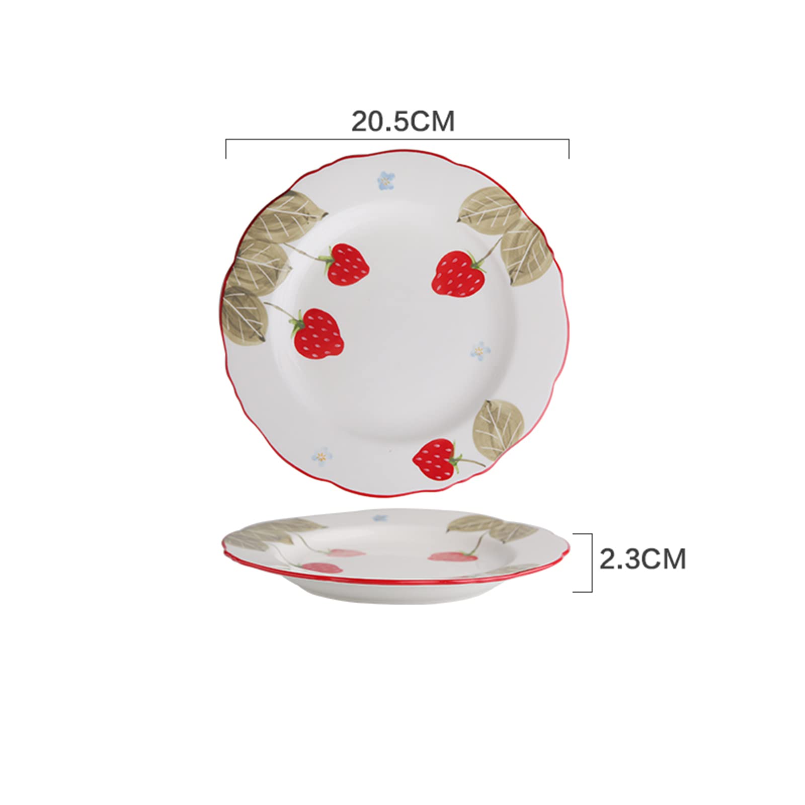 Lindo Plato De Verduras, Plato De Comedor Rural con Estampado De Flores, Vajilla para La Fiesta del Hotel En El Restaurante Casero, Cerámica/15,2 CM/20,5 CM/26 CM(Size:20.5 * 20.5 * 2.3CM)