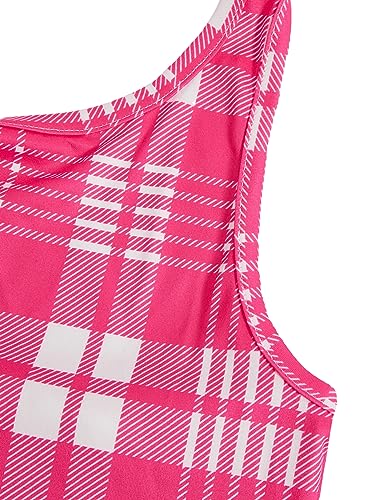 Image of WDIRARA Toddler Girl's 2 Piece Outfits Plaid Halter Neck Tank Top and Flare Leg Pants Set