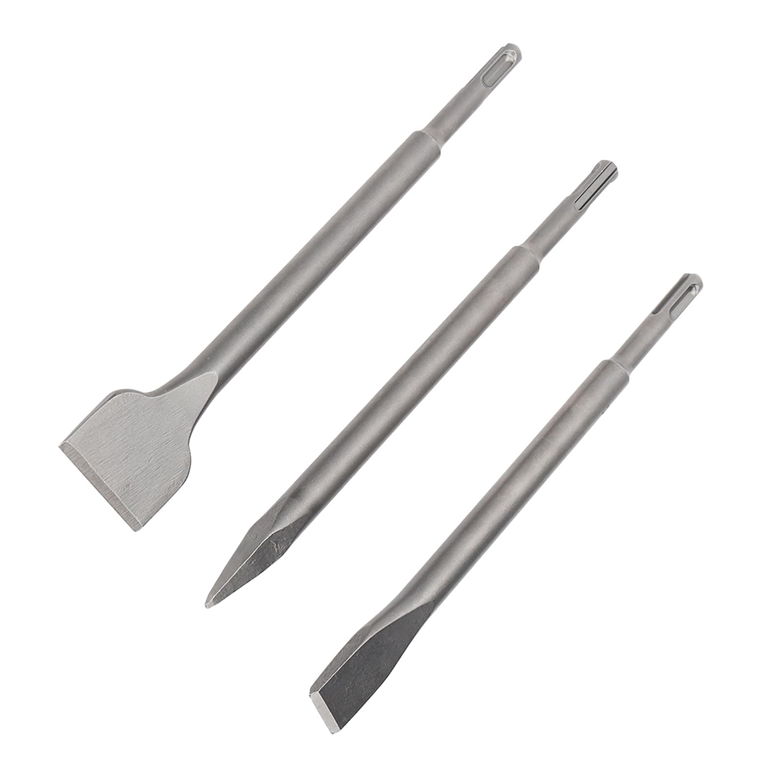 Leapiture 3Pcs Chisels Set Tile Removal Chisel Round Shank Tip Flat Widen Alloy Steel Chisels Ergonomic Design for Concrete Stone Brick Tile