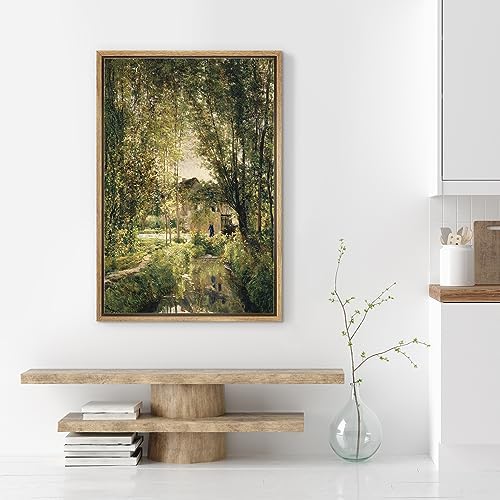 SIGNWIN Framed Canvas Print Wall Art Emerald Green Summer Village House Nature Wilderness Modern Art Decorative Contemporary for Living Room, Bedroom, Office - 16"x24" NATURAL - 3