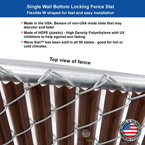 Brown Wave Slat (9 Colors Available) Single Wall Bottom Locking Privacy Slat for a 6 ft high Chain Link Fence (Slat Length 68.5", Brown)