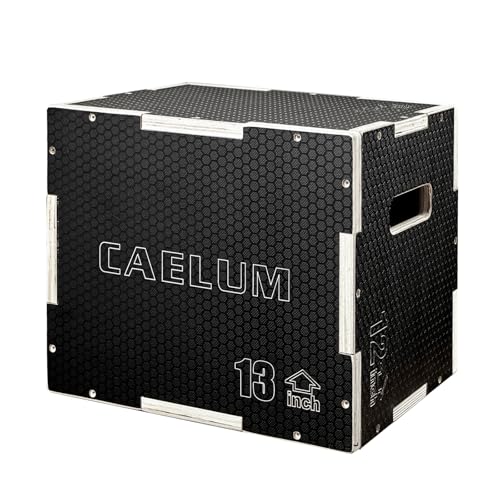 CAELUM 3-in-1 Wooden Plyo Box Non-Slip Jump Box for Home & Gym Heavy-Duty 400lbs Plyometric Box for Step-Ups Squats Strength & Agility Training 16 x 13 x 12