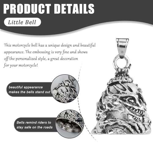 Image of vvag Motorcycle Bell Durable Guardian Angel Bell Hanger Biker Bell with Keychain Ring Motorcycle Accessories for Women