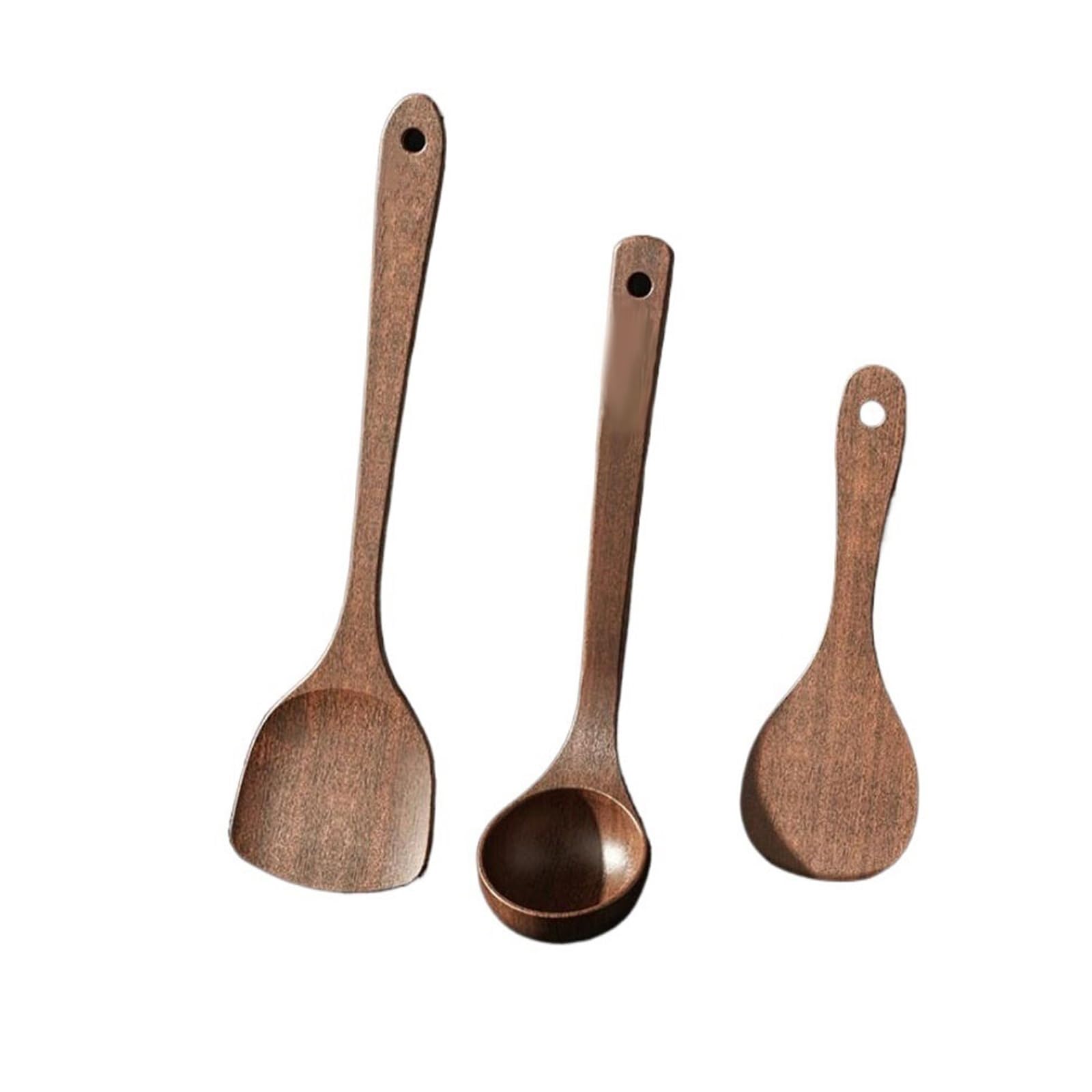 MYUYEE Wood Cooking Utensils 3 Pieces Sets Cooking Spoons Spatulas Kitchen Cookware Gadgets