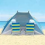 Easy Set Up Portable Sun Shelter Beach Tent Camping Shelter, 9ft Large Tent For Family, UV Protection,Blue