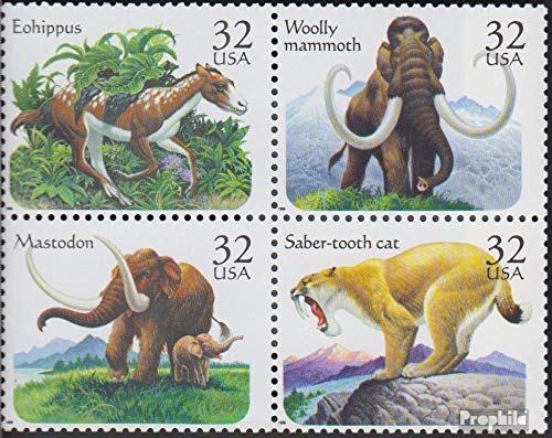 Sellos MNH 1996 prehistoria animales bloque de cuatro EEUU 2735-2738 para coleccionar