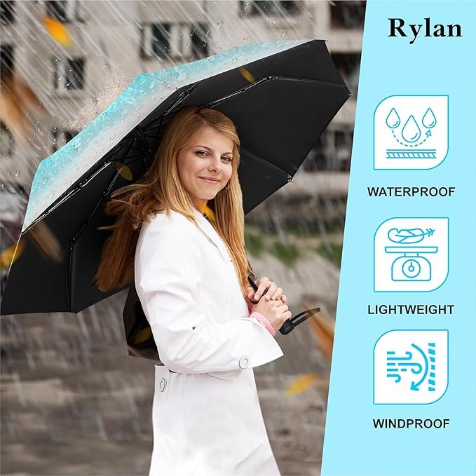 Image of TEKCOOL Umbrella, UV Big Size Umbrella for Sun Protection Rain Windproof Strong large 3 fold for men women kids boys girls Perfect small & stylish Windproof & Compact(Green)