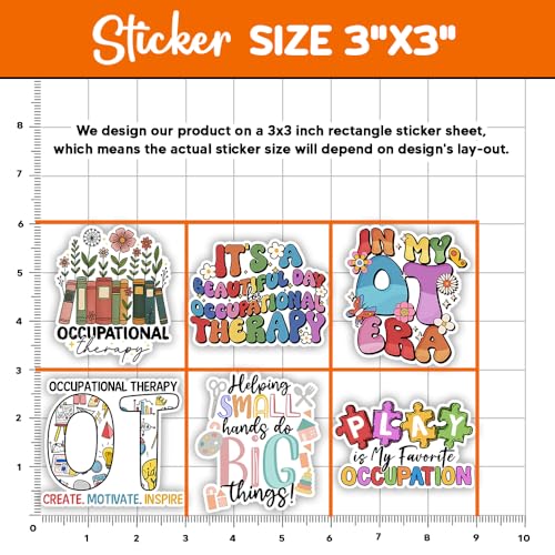 Image of MAIANEY (3x3 in) Occupational Therapy Stickers Pack of 10 - Cute OT Waterproof Vinyl Decals for Laptop Water Bottle Notebook - Motivational Therapy Sticker Gift for OT Students and Professionals