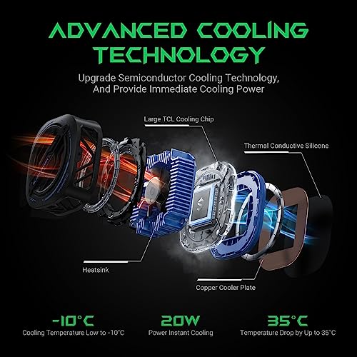 Image of Black Shark Magnetic Cell Phone Cooler, RGB Phone Cooling Fan Portable Lightweight Mobile Phone Cooling Fan, Phone Radiator with Larger Cooling Area for Phone /Tablet /IPad (Black), 6 x 6 x 6 Cm