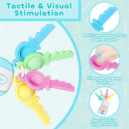 Momuse KEY4P Baby Teething Relief Toys For 6-12 Months, Baby Teether Keys Car Musical Toy thumb #2