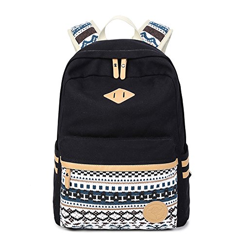Molly Mochila Nacional de Viento para Estudiantes Chicas Lona Bolso Negro