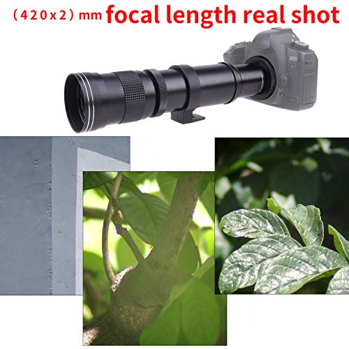 Image of 420-800mm F /8.3-16 Telephoto Zoom Lens with 2 X Teleconverter Lens and T2 /T to EOS EF Mount Adapter for Canon EOS Rebel T1i T6 T6i T7i 5D 5DII 5DIII 6D 7D 7DII 70D 77D1200D 1300D Cameras