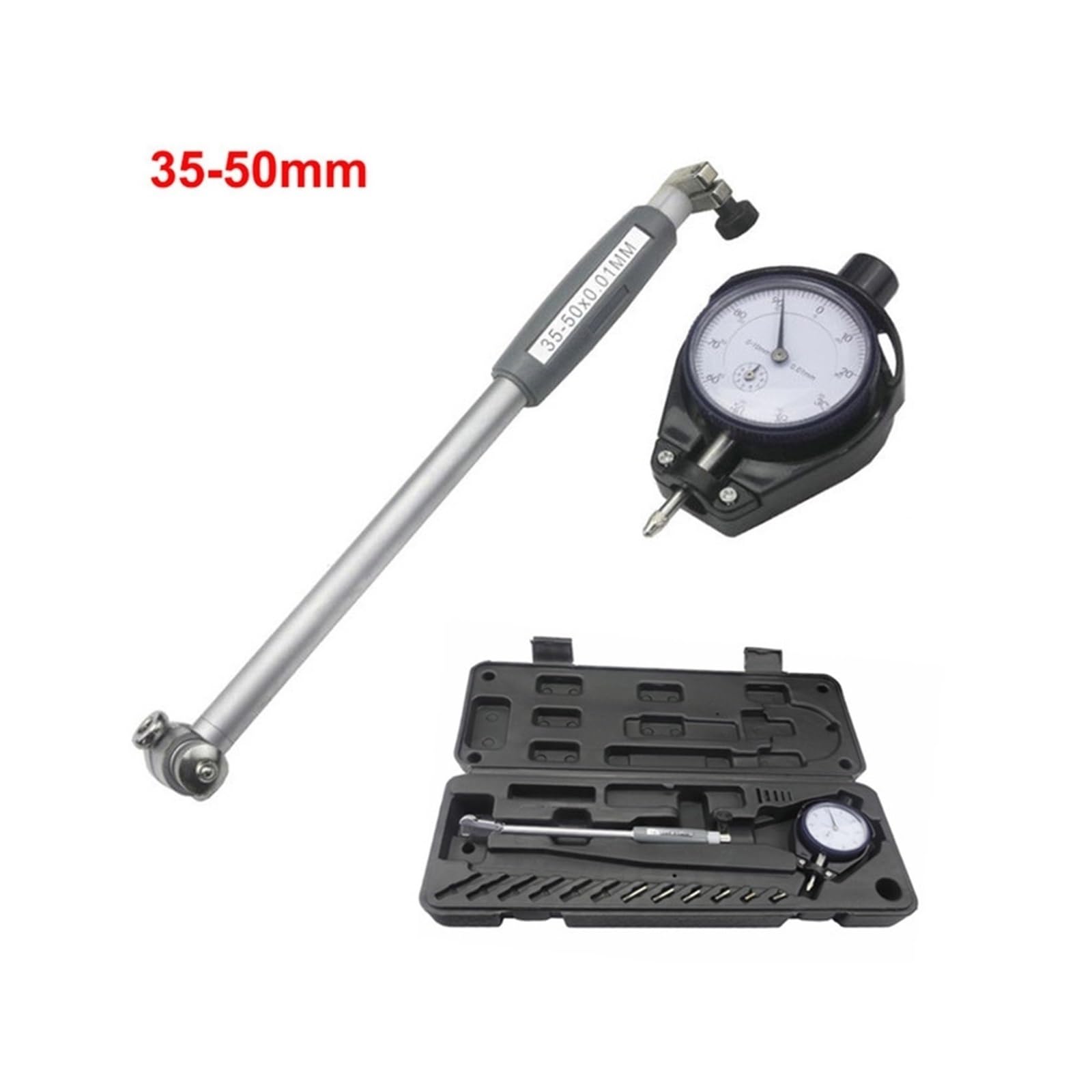 Jauge d'alésage à Cadran Diamètre du Trou 50-160MM 35-50MM 0,01mm Cadran Alésoir Indicateur Diamètre Indicateurs Précision Moteur Cylindre Mesure Kit De Test Outil Compteur(35-50mm type1)