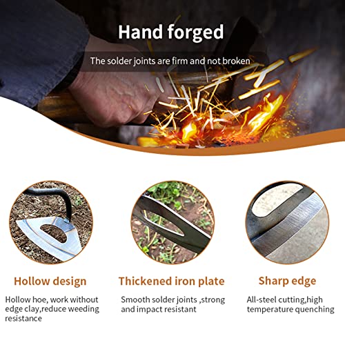 Garden Hoe Hollow Hoe Gardening Tool All-Steel Hardened Hollow Hoes Weeding Hoe Portable Household Vegetable Garden Shovel, Soil Loosening Planting Tool Can Be Extended With Long Hander (0.95) #TOP3