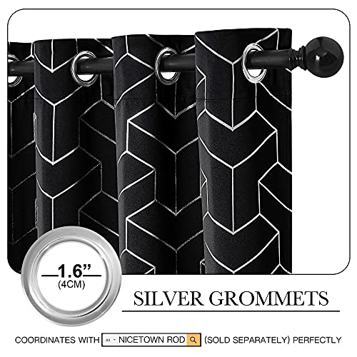 Nicetown Blackout Curtain Panels 84 Inches - Light Reducing Thermal Insulated Solid Grommet Blackout Curtains/Panels/Drapes For Living Room/Nursery/Kids Room (Set Of 2, 52 Inches By 84 Inch, Black) #TOP2