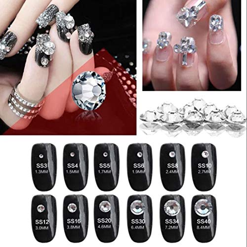 Allstarco NAK-002 Over 3000 Pieces Flat Back Gems Nail Art Assorted Shapes Rhinestones 6 Sizes (1.5-6 Mm) + Pick Up Tweezer thumb #6