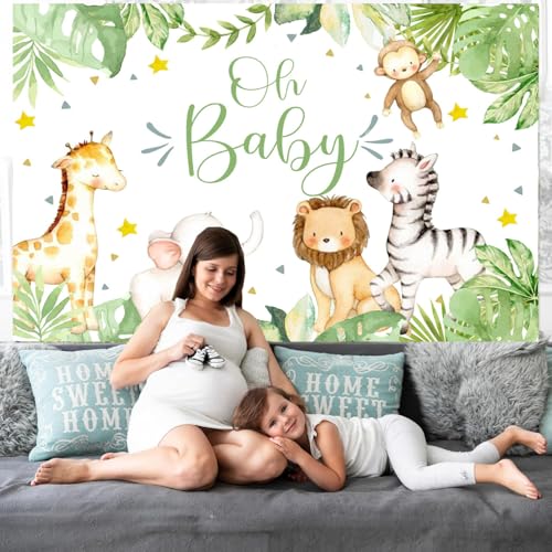 Mocsicka fondo temático safari para baby shower 5x3ft miniatura 5
