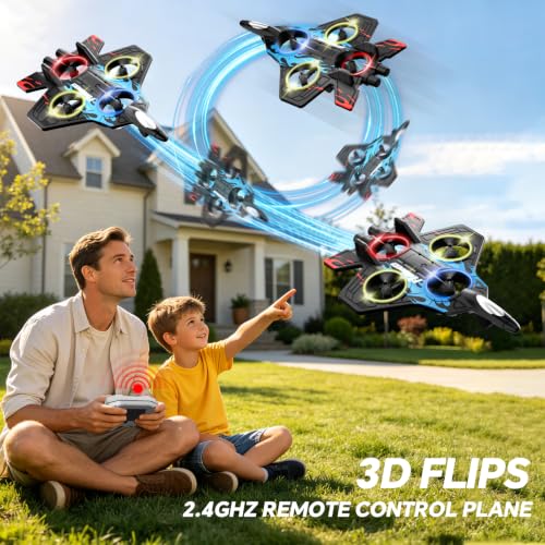 Image of 4DRC Foam RC Planes Remote Control Airplanes for Kids Adults, 3 Batteries, RC Airplane Fighter Jet with Light, 360 Flip Fighter Jet Toys, Stunt Roll, Airplane Toy Gifts for Kids Boys