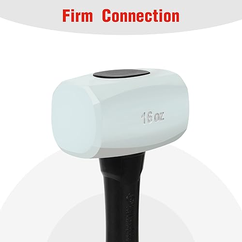 Miniatura 4 de Martillo de goma Goldblatt de 16 oz. Martillo de goma de bajo rebote con cabeza sólida y mango de agarre suave, martillos de doble cara suaves,