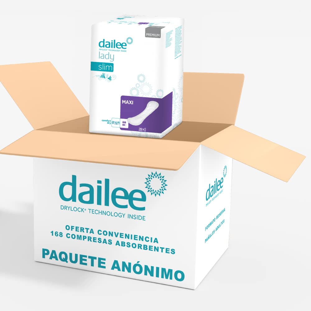 Dailee Lady Maxi - 168x Compresas Incontinencia Mujer - Absorbente para Pérdidas de Orina - 168 Absorbentes - Paquete Mensual