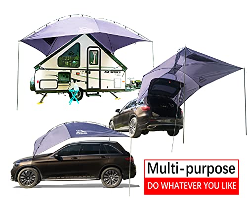 Versatility Teardrop Awning For Suv Rving, Car Camping, Trailer And Overlanding Light Weight Truck Canopy Durable Tear Resistant Tarp With 2 Sandbag #TOP1