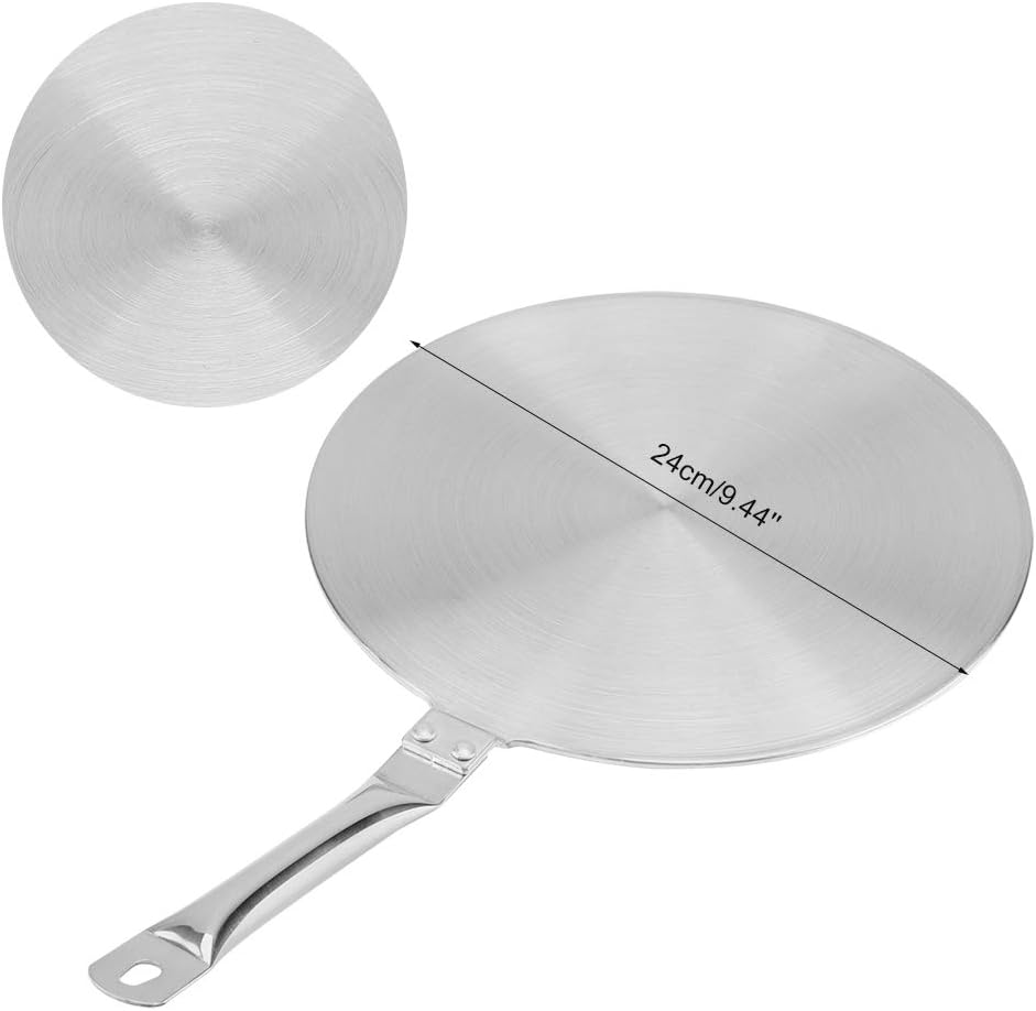 Heat Diffuser Plate, Stainless Steel Heat Diffuser Converter, Cooking Induction Adapter Plate, Cooktop Heat Diffuser with Handle or Induction Cooker, Gas Cooker, Iron Pan, Ceramic Pot (24cm)