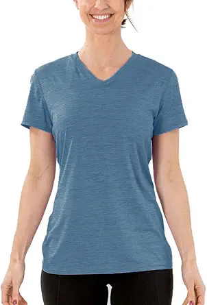 Arctic Cool Women's V-Neck Instant Cooling Moisture Wicking Performance UPF 50+ Short Sleeve Workout Shirt