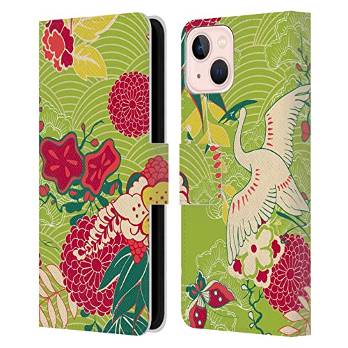 Étui portefeuille iPhone 13 en cuir Haroulita Oiseau Japonais par Head Case Designs