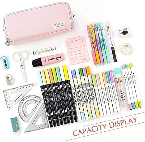 CICIMELON 2 Pencil Case Large Capacity Pen Pouch 3 Compartment Pen Bag for School Teen Girl Boy Men Women