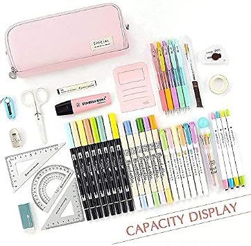 CICIMELON 2 Pencil Case Large Capacity Pen Pouch 3 Compartment Pen Bag for School Teen Girl Boy Men Women