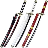 海賊 二刀流 三刀流 木製 刀 剣 武器 模造刀 模擬刀 道具 コスプレグッズ 子供用 大人用 (子供用75cm, 秋水＋和道＋鬼徹)