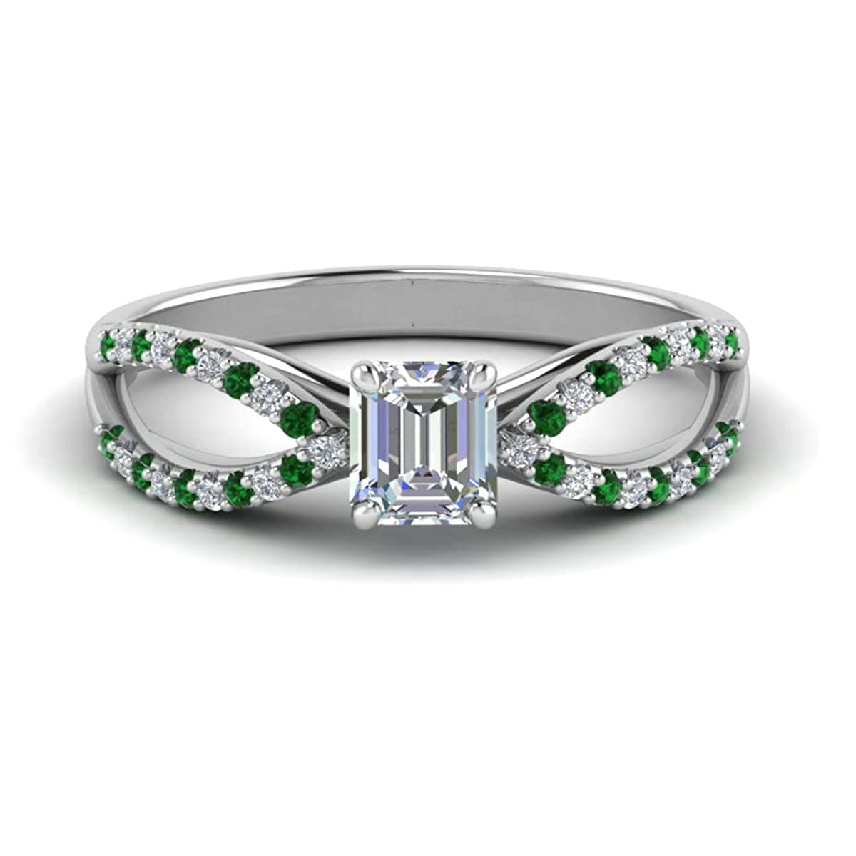 Anillos de circonita esmeralda facetada en forma de octágono, plata de ley 925, esmeralda verde, anillos de piedras preciosas de circonita cúbica - arte y coleccionables, regalo para el día de la