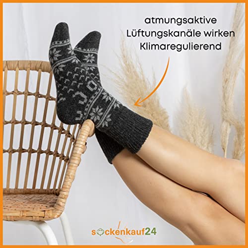 2 Paar Wollsocken Wintersocken Haussocken Damen & Herren – Bild 3