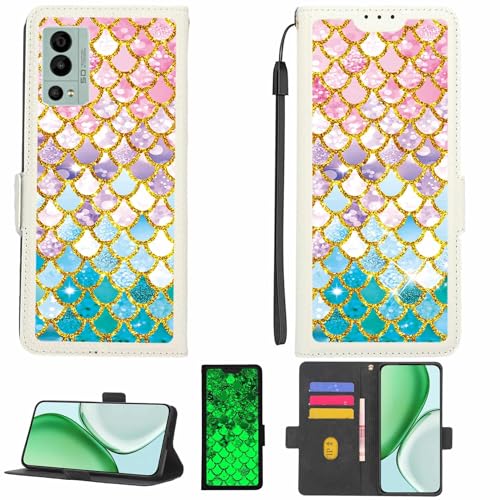 Kinetijy Case Compatible for Zuum Aura Z Phone Case Flip Cover [with Tempered Glass Screen Protector][RFID Blocking][Gold Glitter+Luminous] LPT-YL